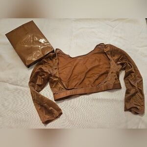 SKIMS Open Bust Arm Shaper XL Bronze Compression Shapewear Long Sleeve Sculpting